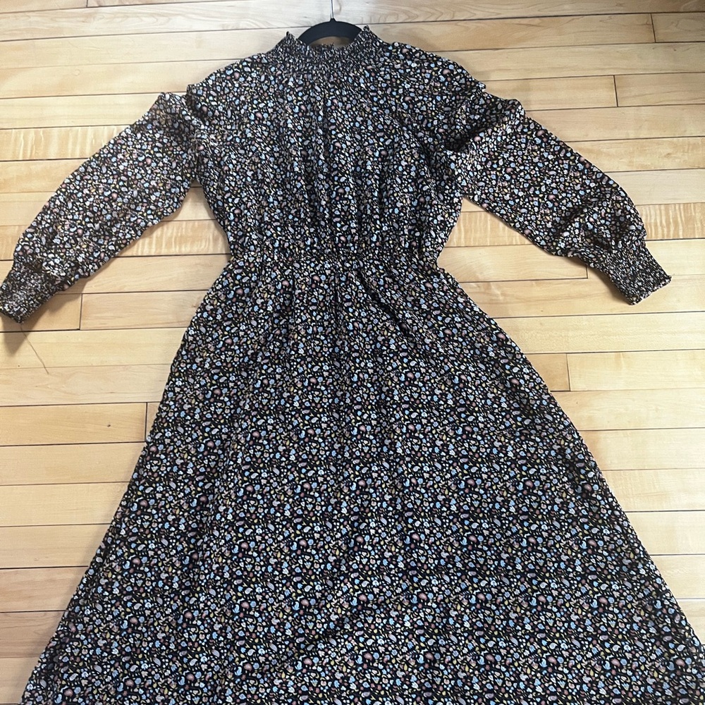 Madewell midi dress floral print mock neck